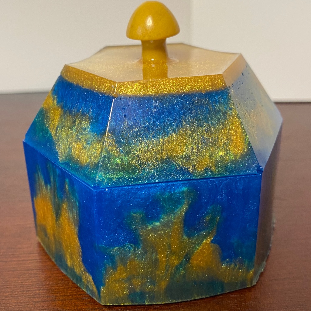 Blue $ Gold Geometric Jewelry / Trinket Box